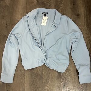 Light Blue Women's Crop Blouse